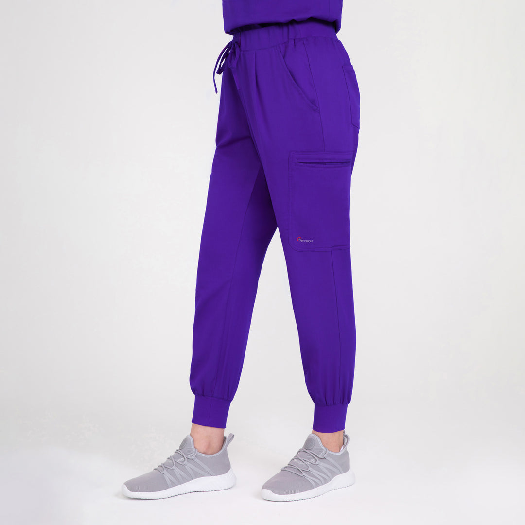 CopperActive™ Women’s Scrub Set Dark Purple V-neck Top & Jogger Pants