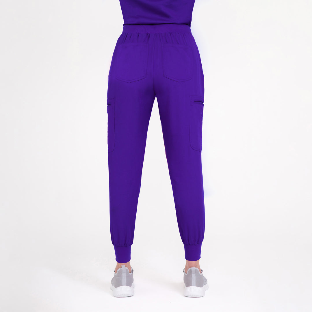 CopperActive™ Women’s Scrub Set Dark Purple V-neck Top & Jogger Pants