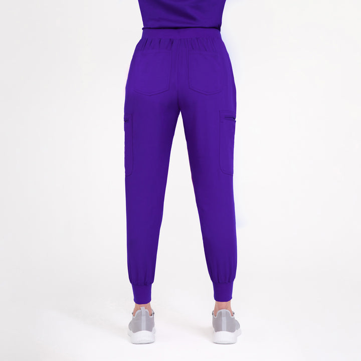 CopperActive™ Women’s Scrub Set Dark Purple V-neck Top & Jogger Pants