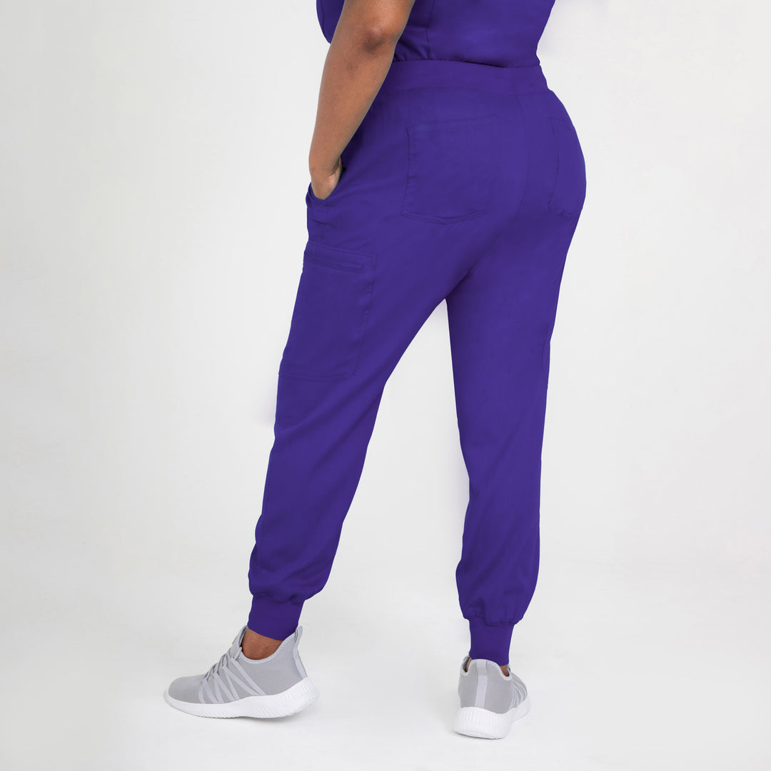 CopperActive™ Women’s Scrub Set Dark Purple V-neck Top & Jogger Pants