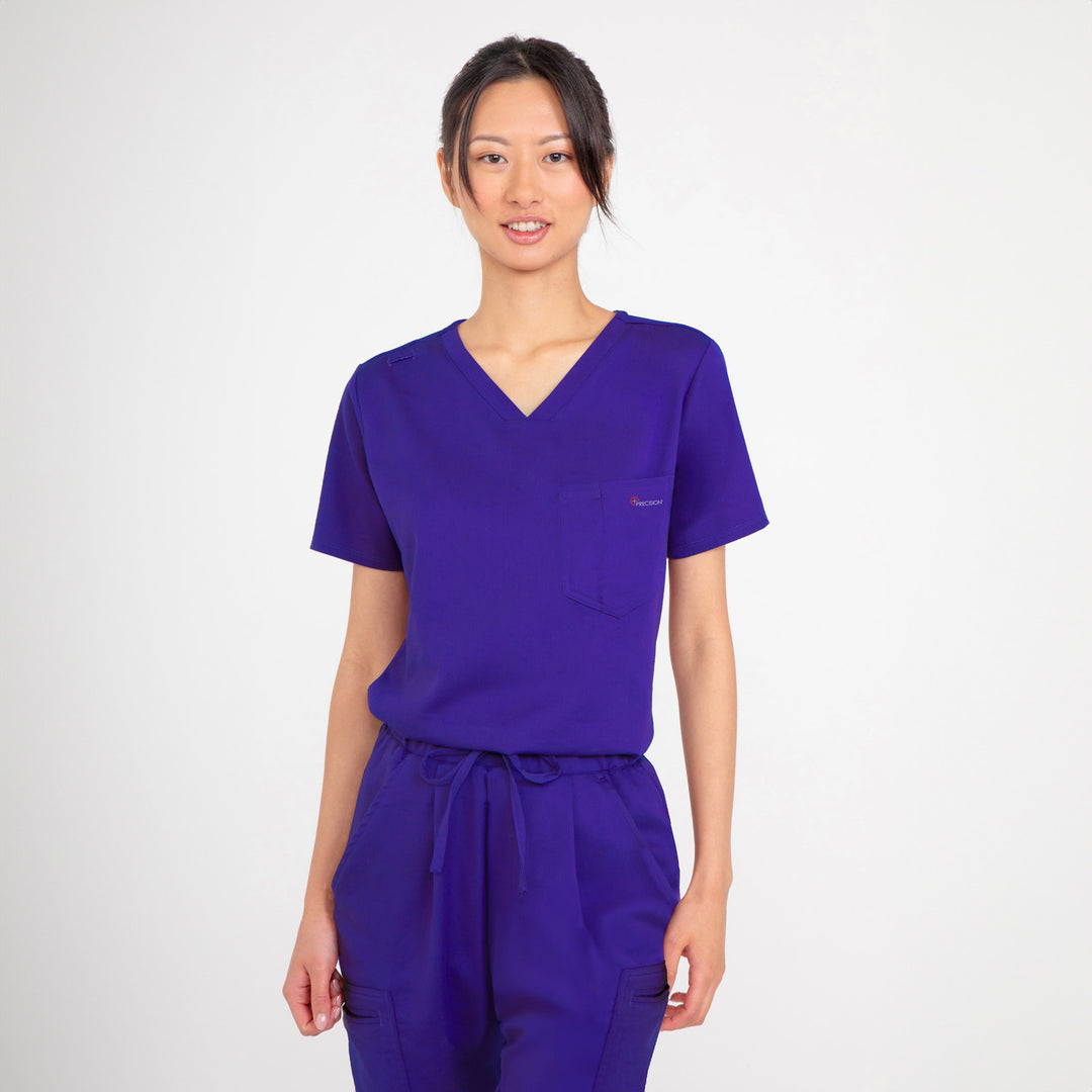 CopperActive™ Women’s Scrub Set Dark Purple V-neck Top & Jogger Pants