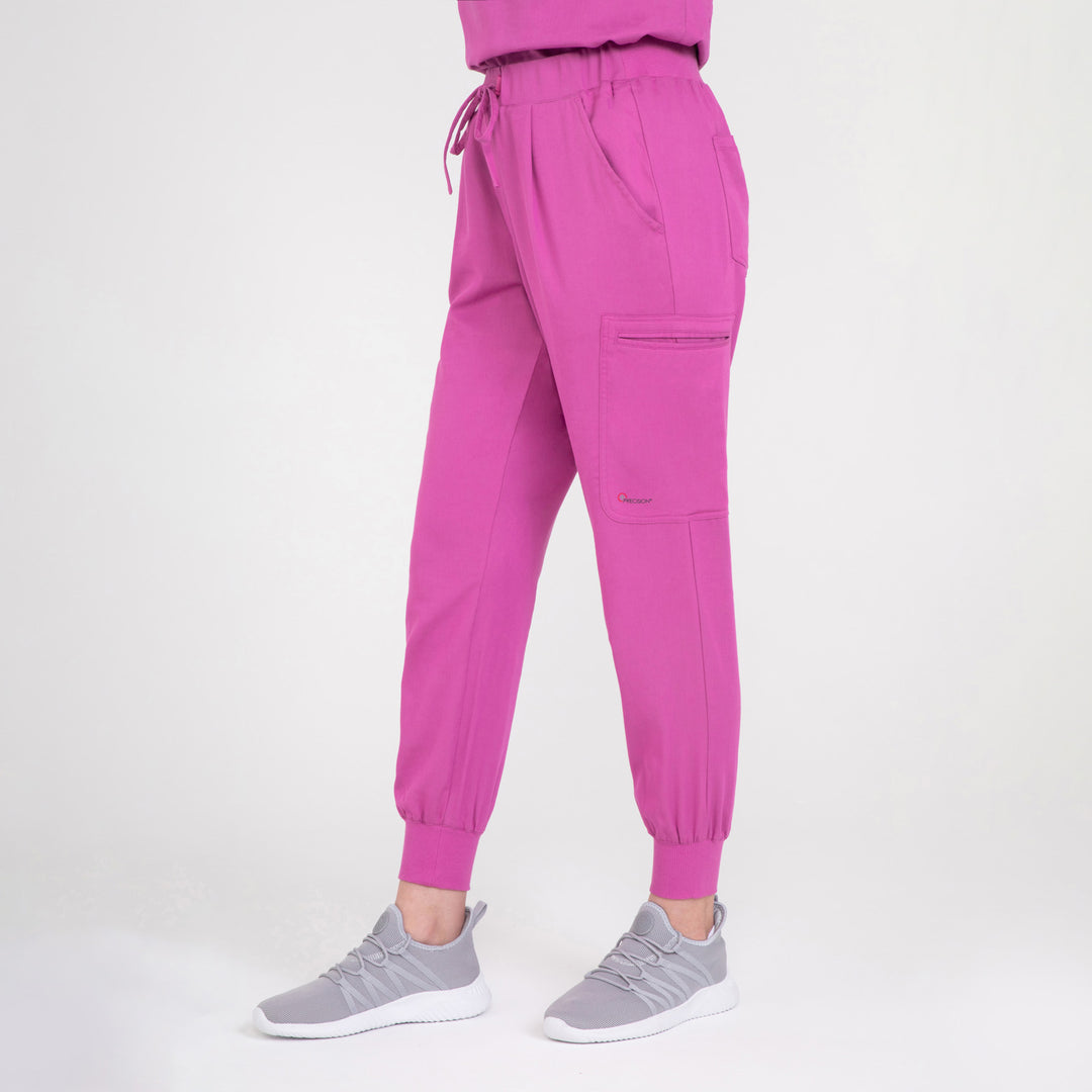 CopperActive™ Women’s Scrub Set Fuchsia V-neck Top and Jogger Pants