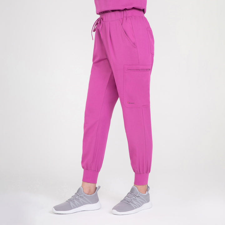 CopperActive™ Women’s Scrub Set Fuchsia V-neck Top and Jogger Pants