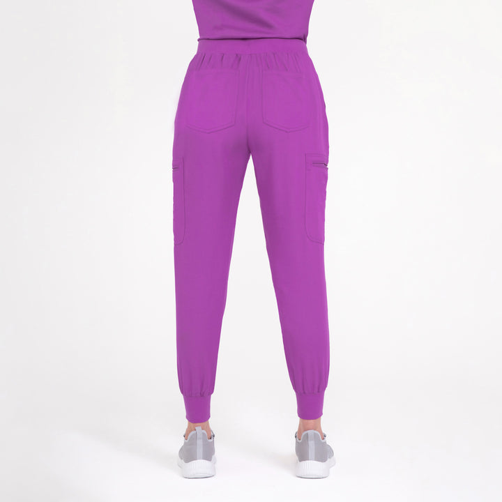 CopperActive™ Women's Scrub Set Plum Purple V-neck Top & Jogger Pants