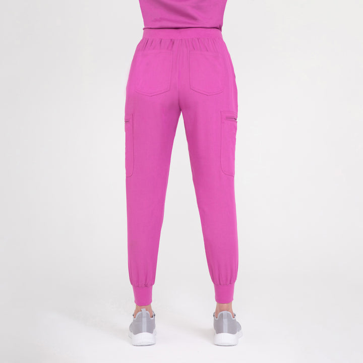 CopperActive™ Women’s Scrub Set Fuchsia V-neck Top and Jogger Pants