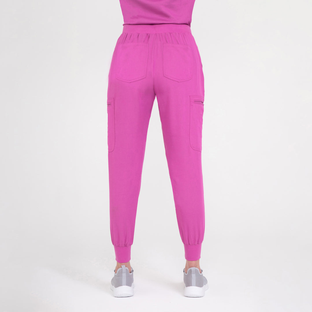 CopperActive™ Women’s Scrub Set Fuchsia V-neck Top and Jogger Pants