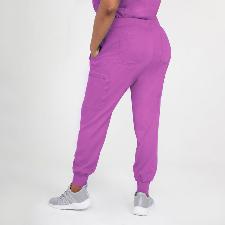 CopperActive™ Women's Scrub Set Plum Purple V-neck Top & Jogger Pants