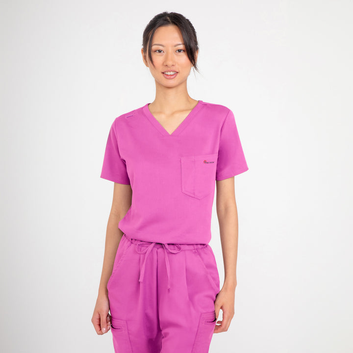 CopperActive™ Women’s Scrub Set Fuchsia V-neck Top and Jogger Pants