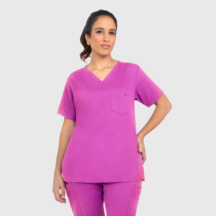 CopperActive™ Women’s Scrub Set Fuchsia V-neck Top and Jogger Pants