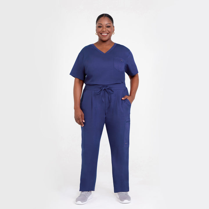 CopperActive™ Women's Scrub Set Navy Blue V-neck Top & Straight Pants