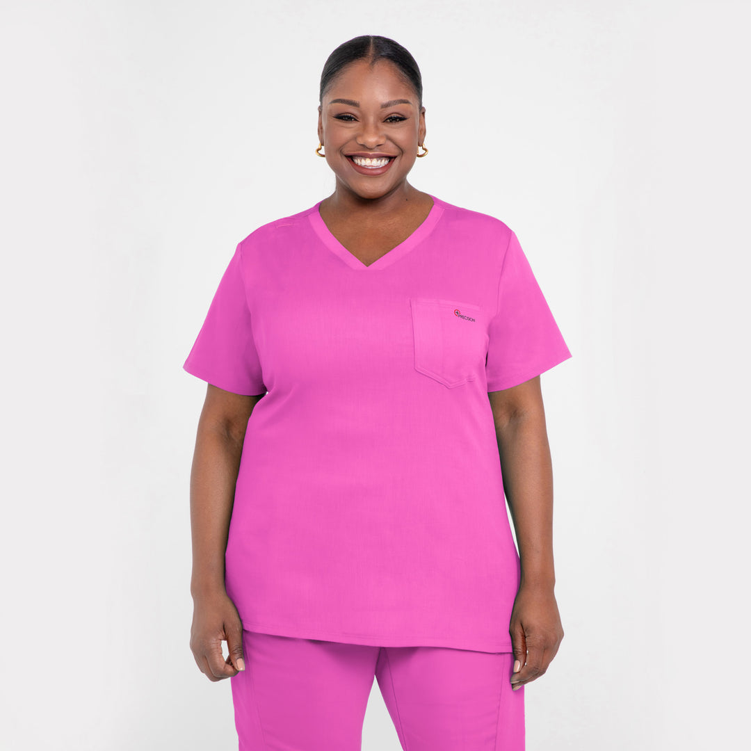 CopperActive™ Women’s Scrub Set Fuchsia V-neck Top and Jogger Pants