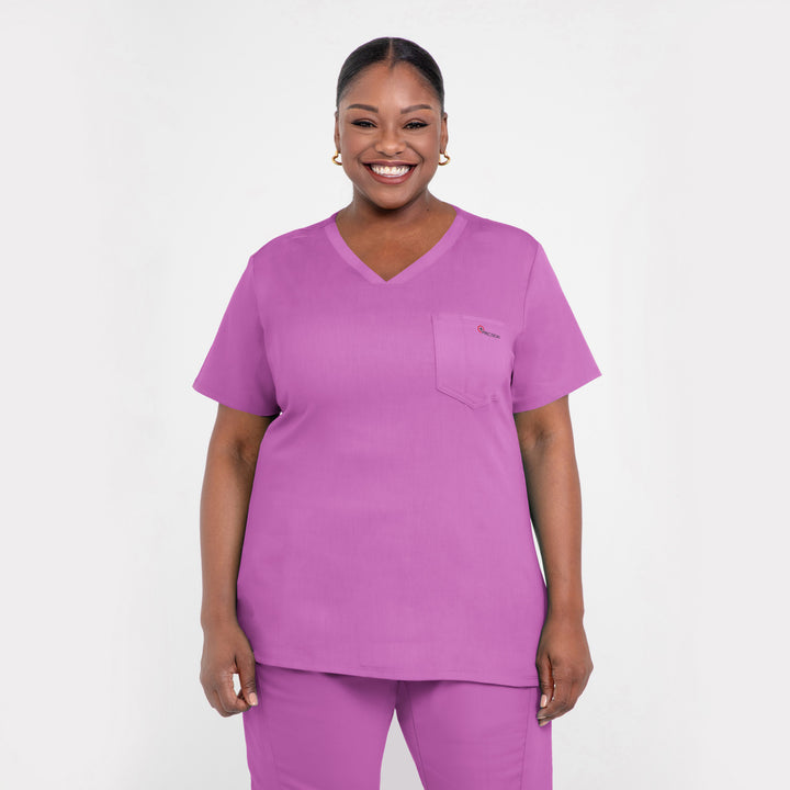 CopperActive™ Women's Scrub Set Plum Purple V-neck Top & Jogger Pants