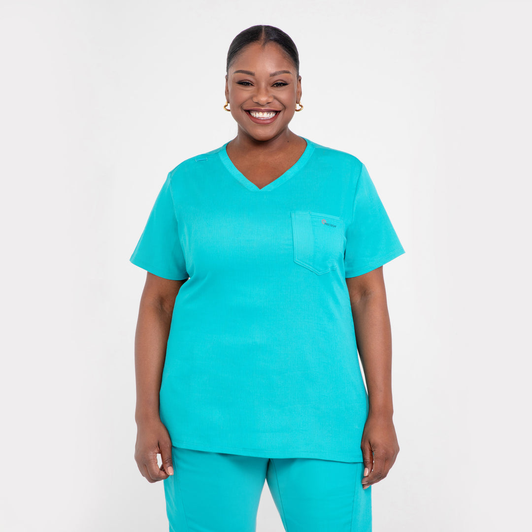 CopperActive™ Scrub Teal Set: Women’s V-neck Top & Jogger Pants