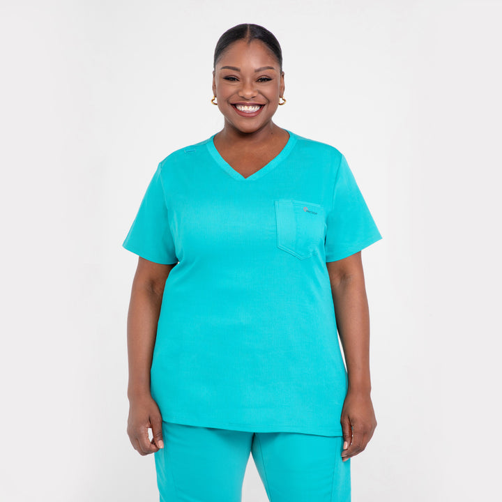 CopperActive™ Scrub Teal Set: Women’s V-neck Top & Jogger Pants