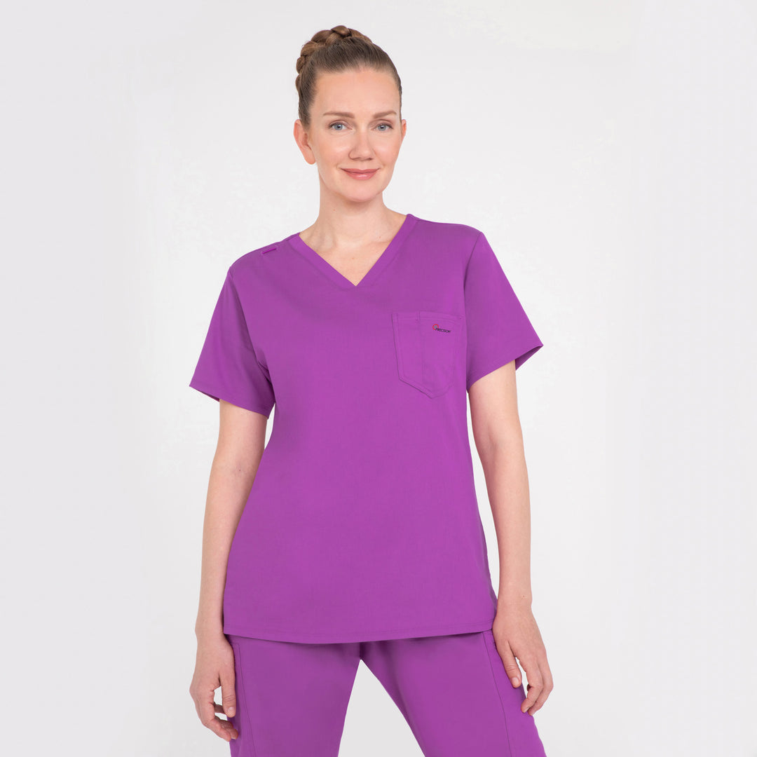 CopperActive™ Women's Scrub Set Plum Purple V-neck Top & Straight Pant