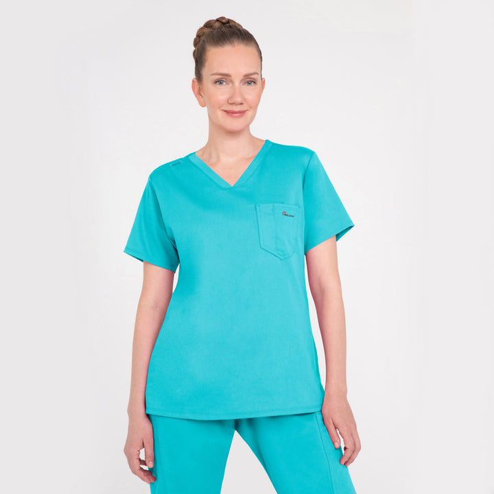 CopperActive™ Scrub Teal Set: Women’s V-neck Top & Jogger Pants