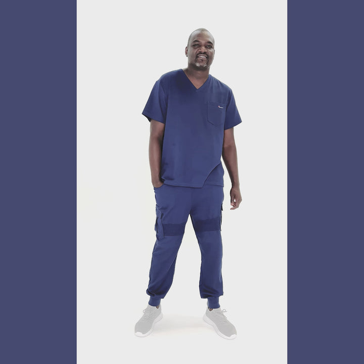 Antimicrobial Men's Scrub Pants Custom Length Premium Navy Blue Jogger